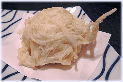 蟹と卵の温麺衣揚げ